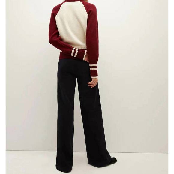 NEW VERONICA BEARD ralie pullover in ivory/maroon - Picture 3 of 4